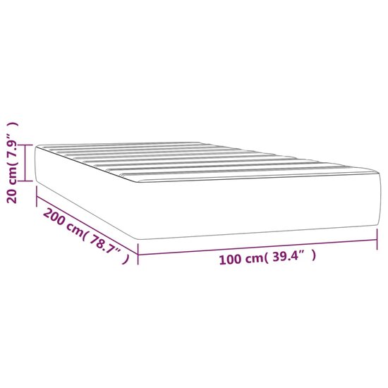 Pocketveringmatras 100x200x20 cm fluweel lichtgrijs