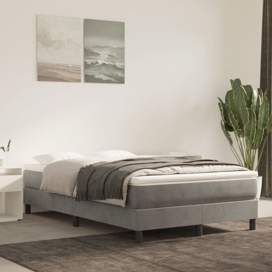 Pocketveringmatras 120X200X20 Cm Fluweel Lichtgrijs 120 x 200 cm