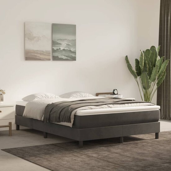 Pocketveringmatras 140X190X20 Cm Fluweel Donkergrijs 140 x 190 cm