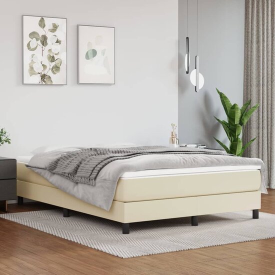 Pocketveringmatras 140X200X20 Cm Kunstleer Kleurig 140 x 200 cm Cr&egrave;me