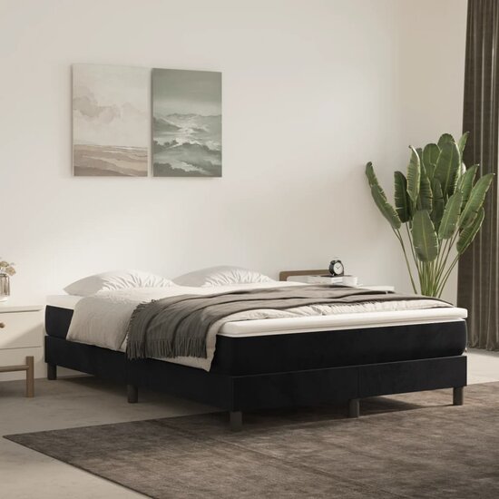 Pocketveringmatras 140X200X20 Cm Fluweel Zwart 140 x 200 cm