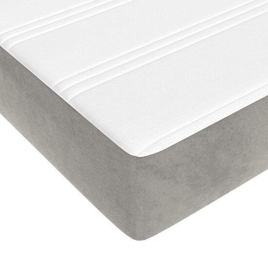 Pocketveringmatras 180x200x20 cm fluweel lichtgrijs