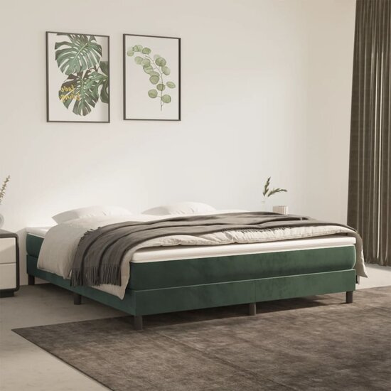 Pocketveringmatras 180X200X20 Cm Fluweel Donkergroen 180 x 200 cm