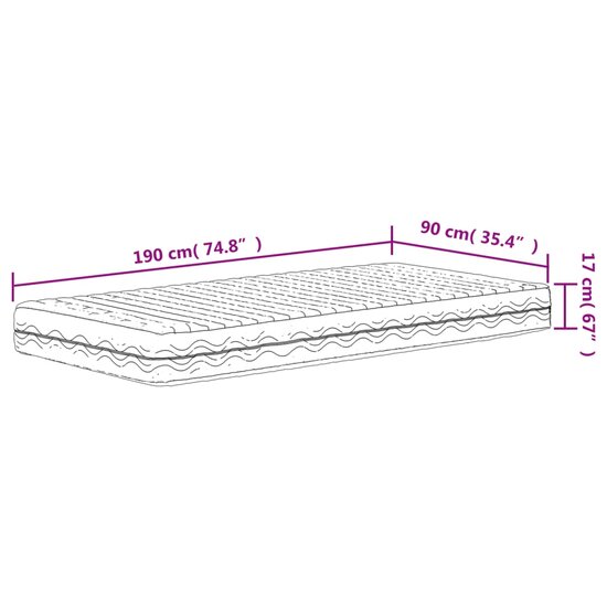 Schuimmatras Hardheid H2 H3 Wit 90 x 190 cm