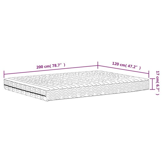 Schuimmatras hardheid H2 H3 120x200 cm wit