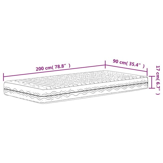 Schuimmatras hardheid H2 H3 90x200 cm wit