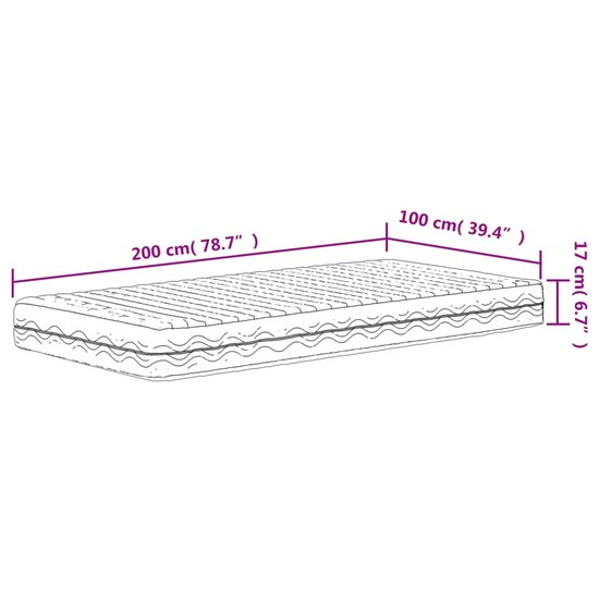Schuimmatras hardheid H2 H3 100x200 cm wit