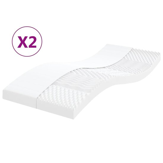 Schuimmatrassen 2 st 7 zones hardheid 20 ILD 90x190 cm wit