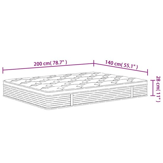 Pocketveringmatras Middelhard 140 x 200 cm
