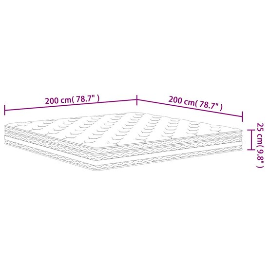 Pocketveringmatras Middelhard 200 x 200 cm