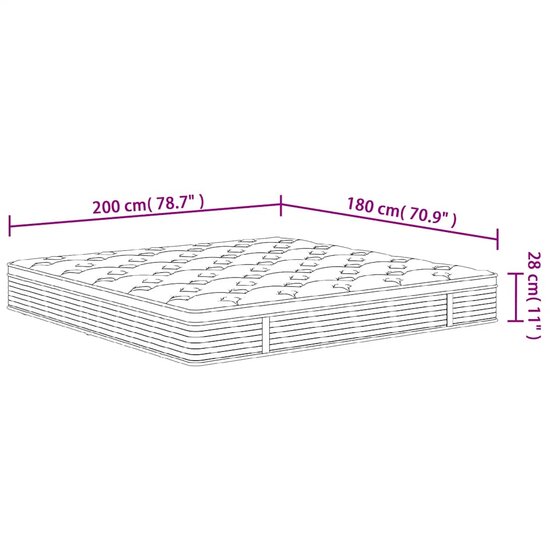Pocketveringmatras middelhard 180x200 cm