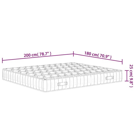 Pocketveringmatras middelhard-hard 180x200 cm