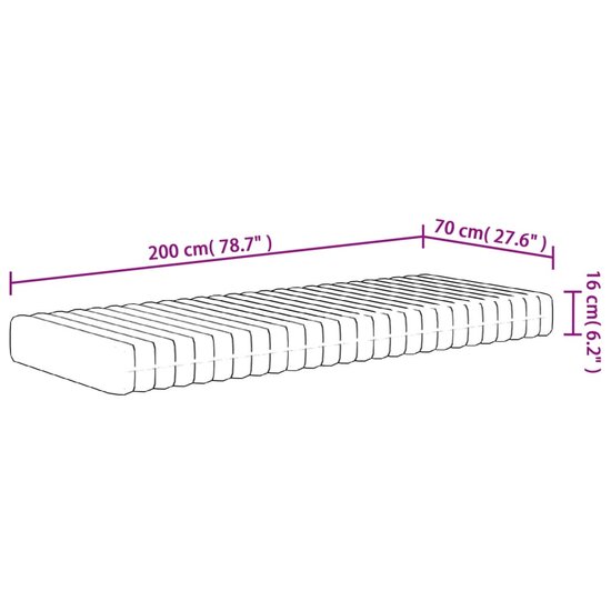 Schuimmatras Middelzacht 70 x 200 cm
