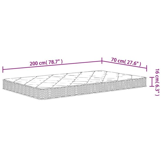 Schuimmatras Middelzacht 70 x 200 cm
