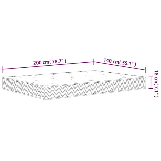 Binnenveringmatras Middelhard 140 x 200 cm