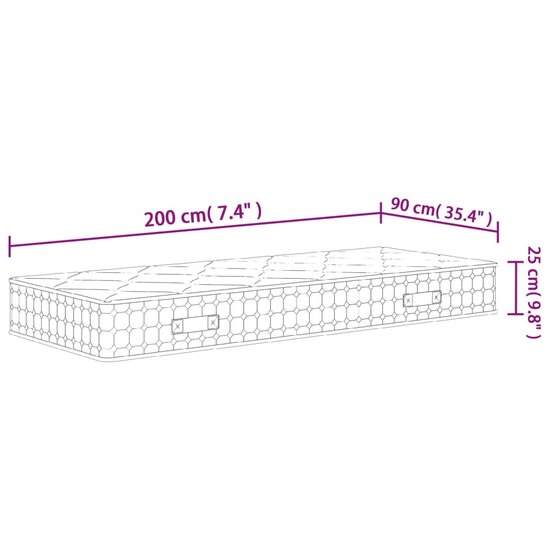Pocketveringmatras Middelhard-Hard 90 x 200 cm