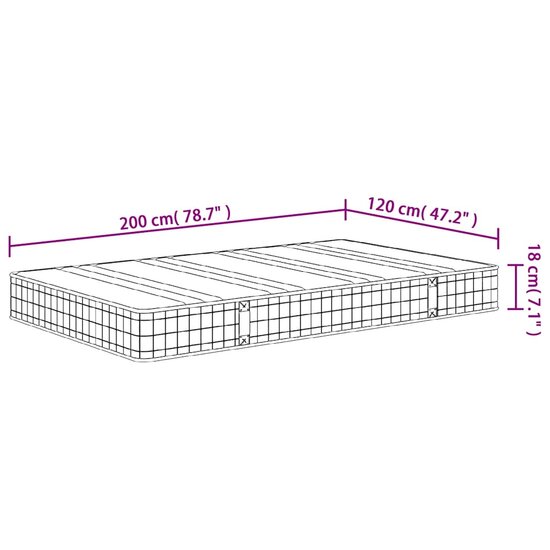 Binnenveringmatras Middelhard 120 x 200 cm