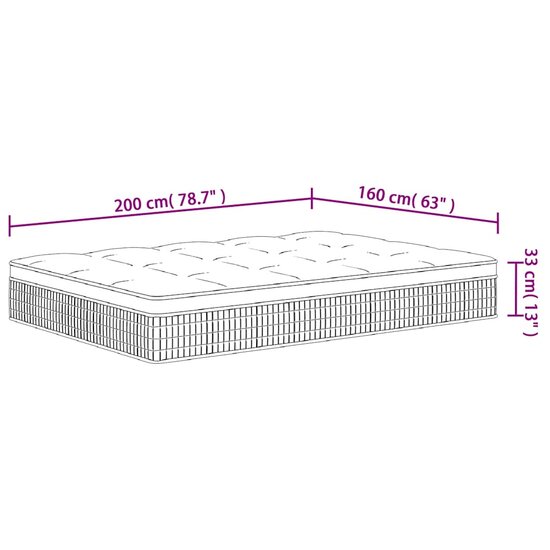 Pocketveringmatras Middelhard-Plus Super King Size 160 x 200 cm