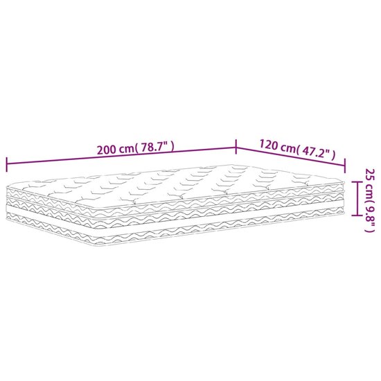 Pocketveringmatras Middelhard 120 x 200 cm