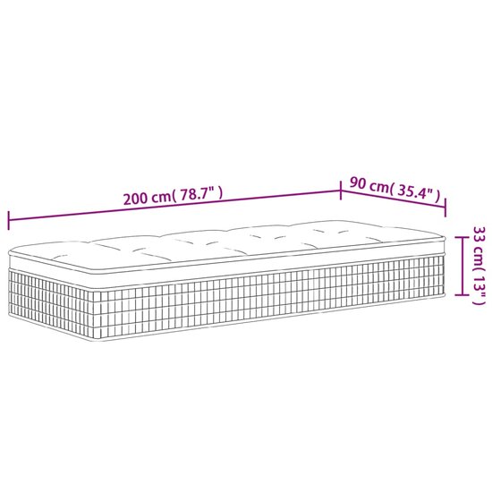 Pocketveringmatras Middelhard-Plus 90 x 200 cm