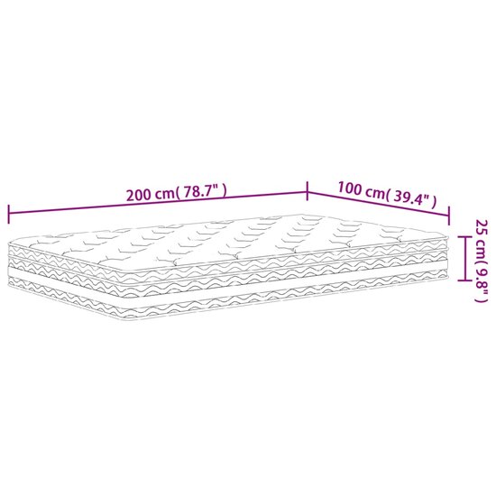 Pocketveringmatras Middelhard 100 x 200 cm
