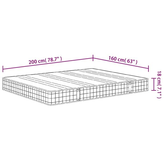 Binnenveringmatras Middelhard 160 x 200 cm