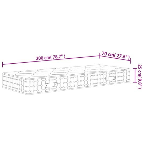 Pocketveringmatras Middelhard-Hard 70 x 200 cm