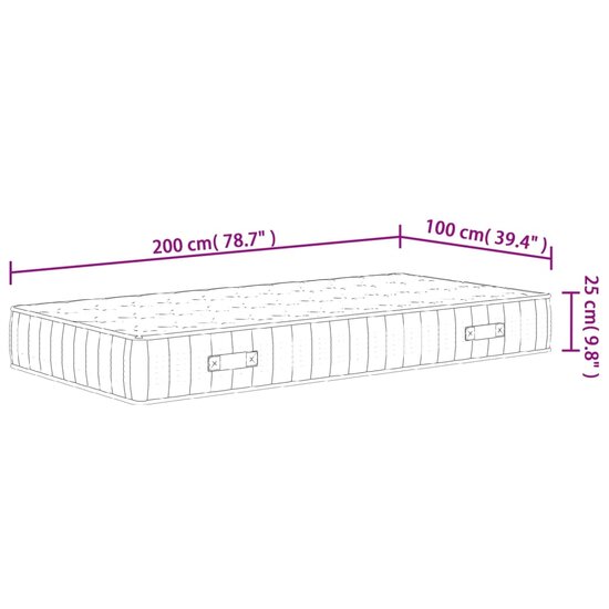 Pocketveringmatras middelhard-hard 100x200 cm