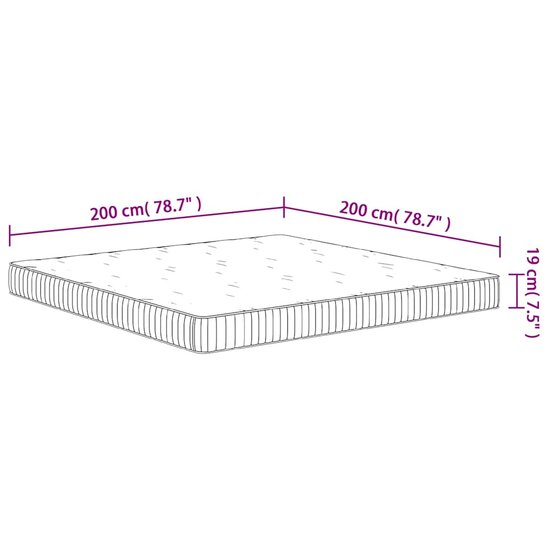 Pocketveringmatras middelhard 200x200 cm