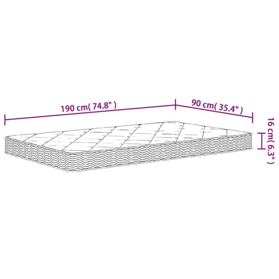 Schuimmatras middelzacht 90x190 cm Single Size