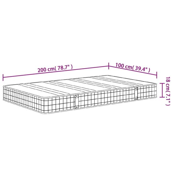 Binnenveringmatras middelhard 100x200 cm