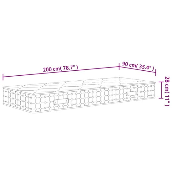 Pocketveringmatras middelhard 90x200 cm
