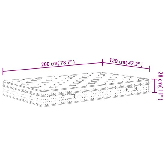 Pocketveringmatras middelhard 120x200 cm