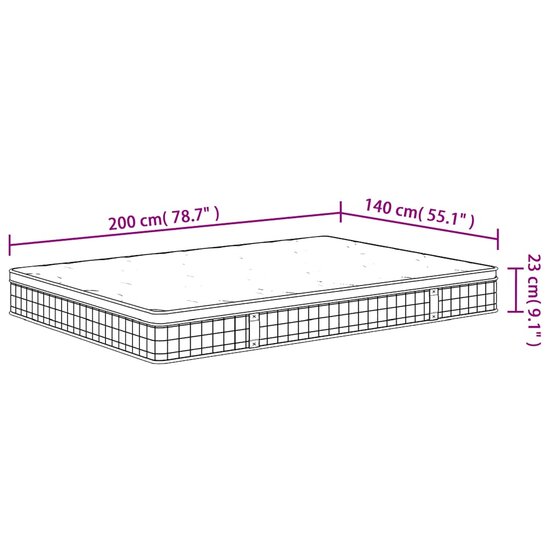 Binnenveringmatras middelhard 140x200 cm