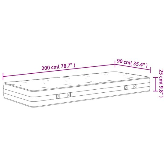 Pocketveringmatras middelhard-hard 90x200 cm