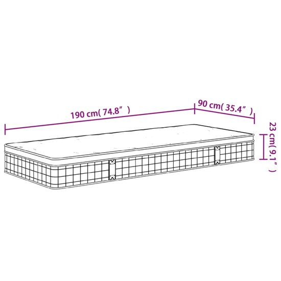 Binnenveringmatras middelhard 90x190 cm Single Size