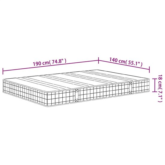 Binnenveringmatras middelhard 140x190 cm