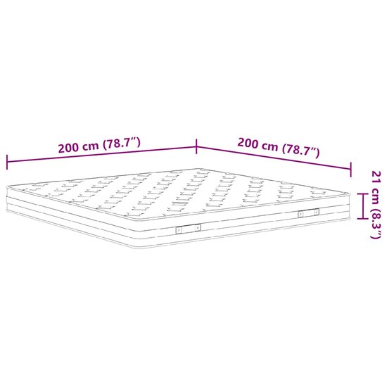 Binnenveringmatras middelhard 200x200 cm King Size