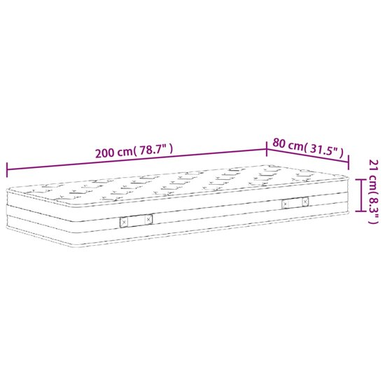Binnenveringmatras middelhard 80x200 cm