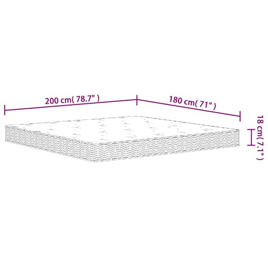 Binnenveringmatras middelhard 180x200 cm
