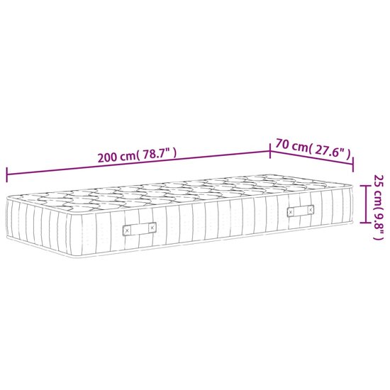 Pocketveringmatras middelhard-hard 70x200 cm
