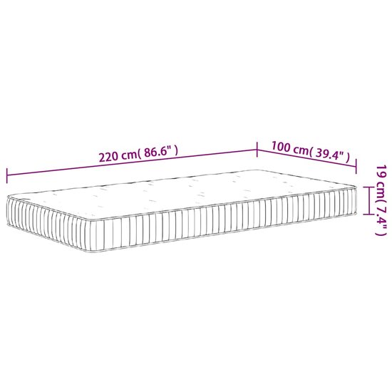 Pocketveringmatras Middelhard 100 x 220 cm
