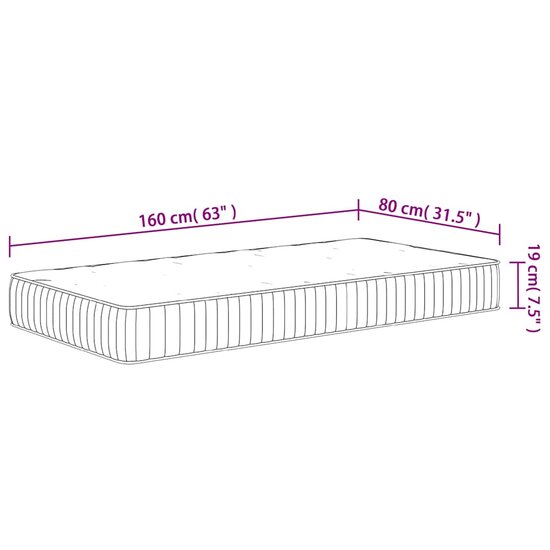Pocketveringmatras Voor Kinderen Middelhard 80 x 160 cm