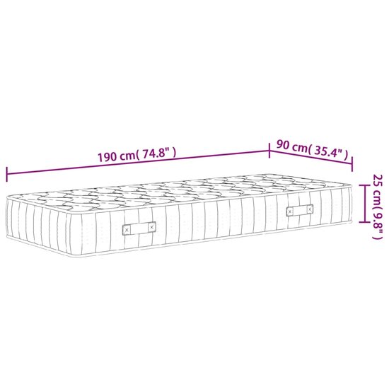 Pocketveringmatras Middelhard-Hard Single Size 90 x 190 cm