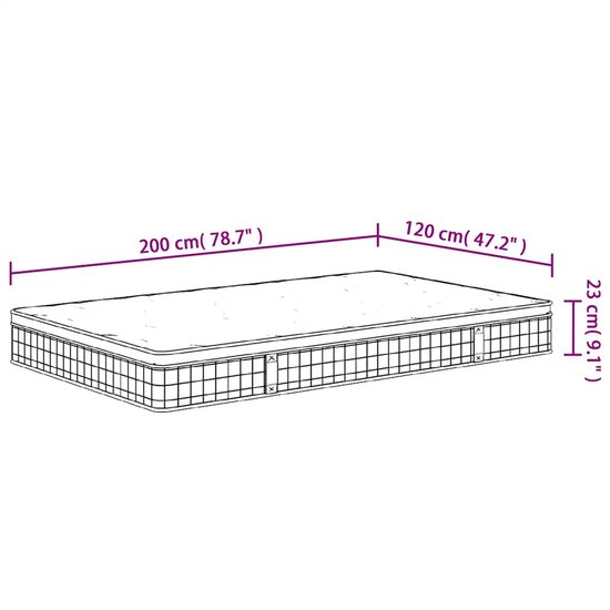 Binnenveringmatras Middelhard 120 x 200 cm