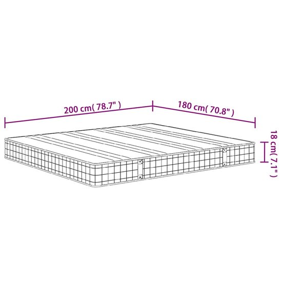 Binnenveringmatras Middelhard 180 x 200 cm