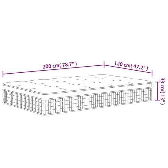 Pocketveringmatras Middelhard-Plus 120 x 200 cm