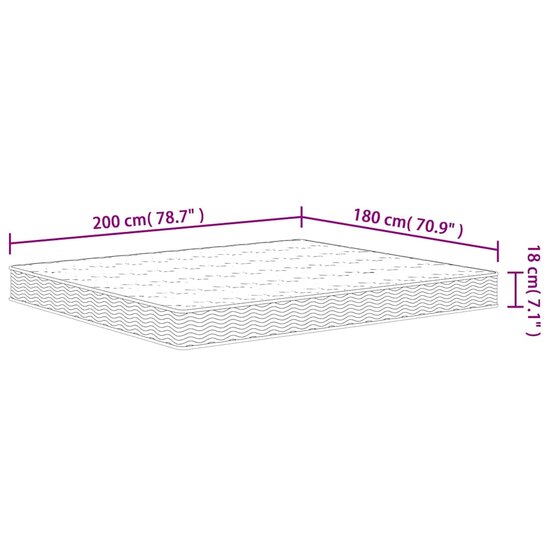 Binnenveringmatras Middelhard 180 x 200 cm