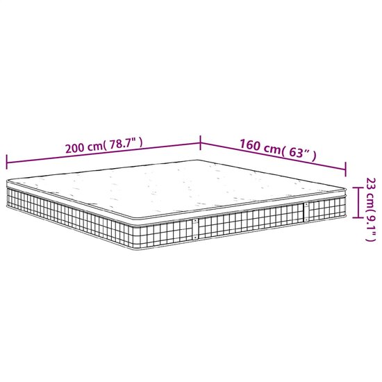 Binnenveringmatras Middelhard 160 x 200 cm