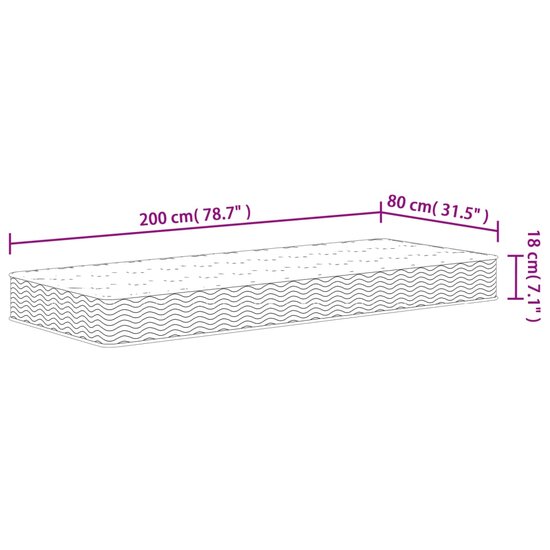 Binnenveringmatras Middelhard 80 x 200 cm